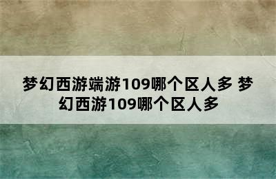 梦幻西游端游109哪个区人多 梦幻西游109哪个区人多